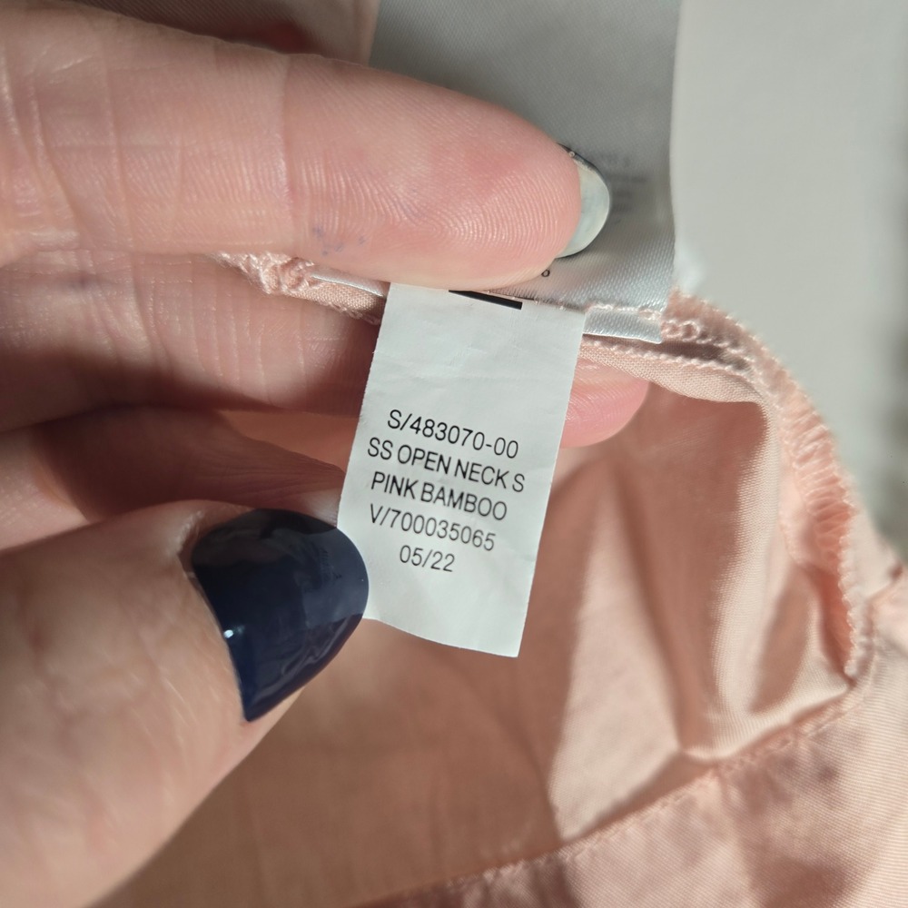 Old Navy Powder‎ Pastel Pink Bamboo Top Medium Cotton Puff Sleeve Preppy Cottage - Picture 6 of 7
